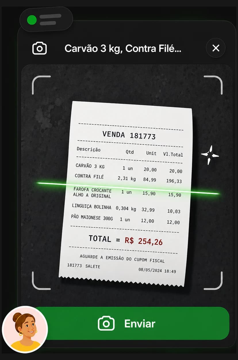 Photo of a restaurant receipt being scanned by the app
