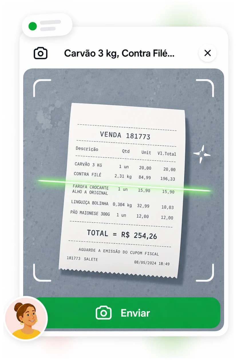 Foto eines Restaurantbelegs, der von der App gescannt wird